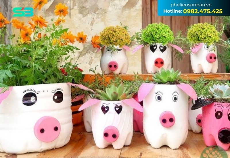 Chậu hoa hình thú từ chai nhựa 2 lít, rất phù hợp cho phòng trẻ em, giúp khơi gợi tình yêu thiên nhiên Chậu hoa hình thú từ chai nhựa 2 lít, rất phù hợp cho phòng trẻ em, giúp khơi gợi tình yêu thiên nhiên