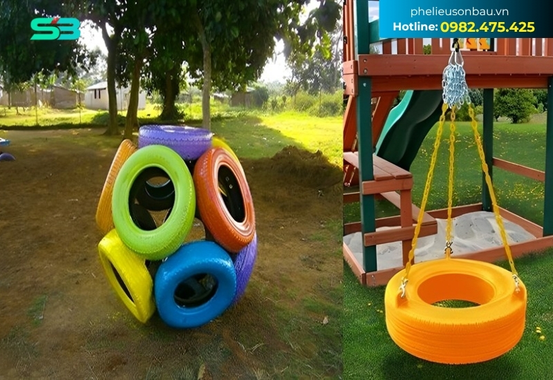 Lốp xe có thể tận dụng làm đồ chơi cho trẻ Lốp xe có thể tận dụng làm đồ chơi cho trẻ