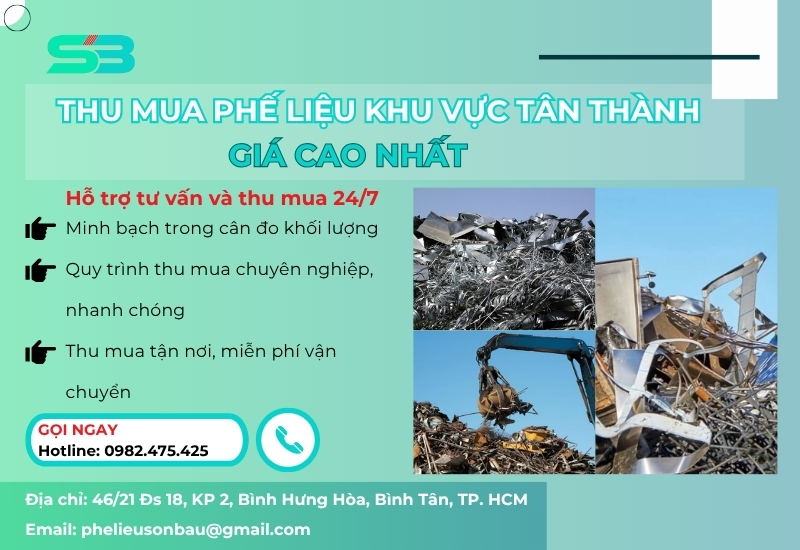 Phế Liệu Sơn Báu cung cấp dịch vụ thu mua phế liệu chuyên nghiệp tại khu vực Tân Thành
