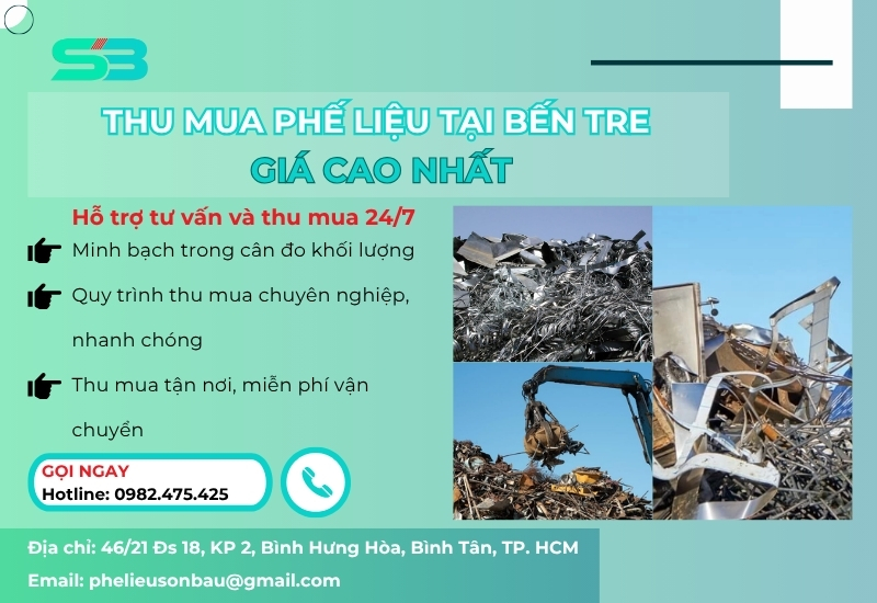 Sơn Báu đơn vị thu mua phế liệu sắt thép, đồng, nhôm, inox,…giá cao tại Bến Tre