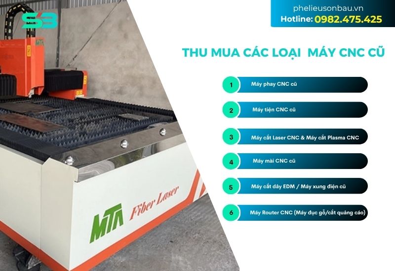 6 loại máy CNC cũ được phế liệu Sơn Báu thu mua.